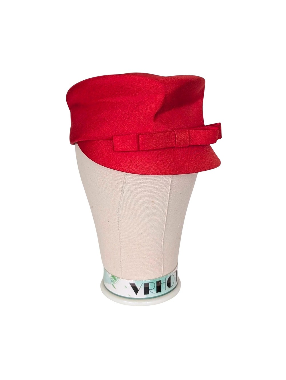 1960s Vintage Mod Red Women's Cap with Bow Detail